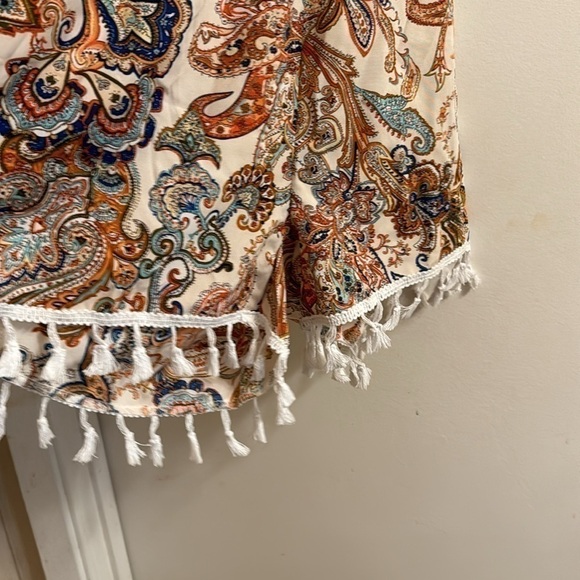 Preloved paisley backless romper with embellished pompom hem and bodice size M - Picture 2 of 4